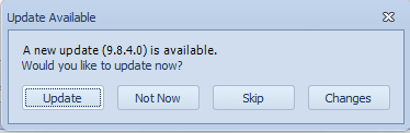 หน้าต่าง Update Available แจ้งเวอร์ชันใหม่ พร้อมปุ่ม Update